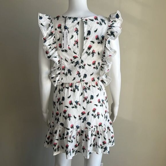 Olivaceous Floral Ruffle Cinched Sleeveless Dress - S - Picture 3 of 8